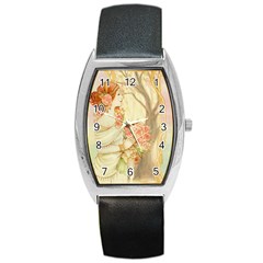 Beautiful Art Nouveau Lady Barrel Style Metal Watch by NouveauDesign