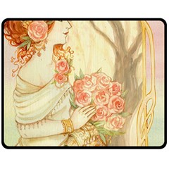 Beautiful Art Nouveau Lady Fleece Blanket (medium)  by NouveauDesign