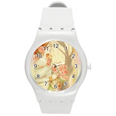 Beautiful Art Nouveau Lady Round Plastic Sport Watch (m) by NouveauDesign