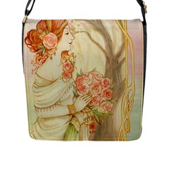 Beautiful Art Nouveau Lady Flap Messenger Bag (l)  by NouveauDesign