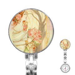 Beautiful Art Nouveau Lady Stainless Steel Nurses Watch by NouveauDesign