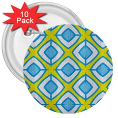 Blue Rhombus Pattern                                3  Button (10 Pack) by LalyLauraFLM