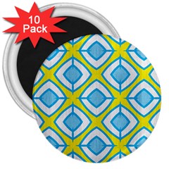 Blue Rhombus Pattern                                3  Magnet (10 Pack) by LalyLauraFLM