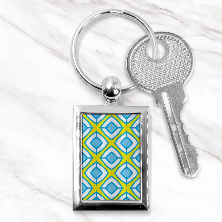 Blue rhombus pattern                                Key Chain (Rectangle)