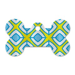 Blue Rhombus Pattern                                Dog Tag Bone (one Side) by LalyLauraFLM