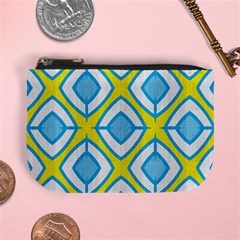 Blue Rhombus Pattern                          Mini Coin Purse by LalyLauraFLM