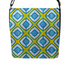 Blue Rhombus Pattern                                Flap Closure Messenger Bag (l) by LalyLauraFLM