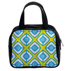 Blue Rhombus Pattern                                Classic Handbag (two Sides) by LalyLauraFLM