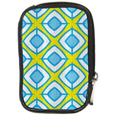 Blue Rhombus Pattern                                Compact Camera Leather Case by LalyLauraFLM