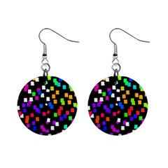 Colorful Rectangles On A Black Background                                 1  Button Earrings by LalyLauraFLM