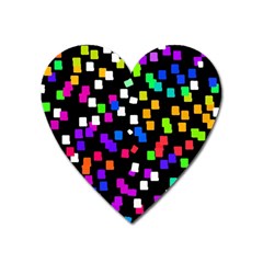 Colorful Rectangles On A Black Background                                 Magnet (heart) by LalyLauraFLM