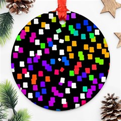 Colorful Rectangles On A Black Background                                 Ornament (round) by LalyLauraFLM