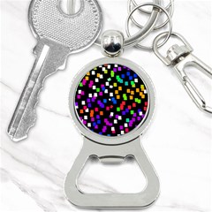 Colorful Rectangles On A Black Background                                 Bottle Opener Key Chain by LalyLauraFLM