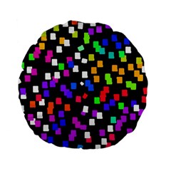 Colorful Rectangles On A Black Background                           Standard 15  Premium Flano Round Cushion by LalyLauraFLM