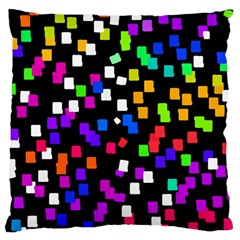 Colorful Rectangles On A Black Background                           Large Flano Cushion Case (two Sides) by LalyLauraFLM