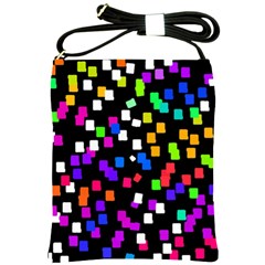 Colorful Rectangles On A Black Background                                 Shoulder Sling Bag by LalyLauraFLM