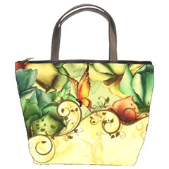 Wonderful Flowers With Butterflies, Colorful Design Bucket Bags by FantasyWorld7