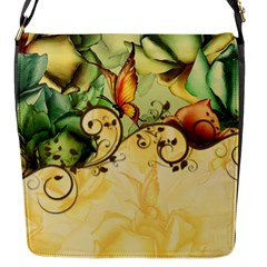 Wonderful Flowers With Butterflies, Colorful Design Flap Messenger Bag (s) by FantasyWorld7