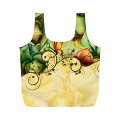 Wonderful Flowers With Butterflies, Colorful Design Full Print Recycle Bags (m)  by FantasyWorld7