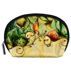 Wonderful Flowers With Butterflies, Colorful Design Accessory Pouches (large)  by FantasyWorld7