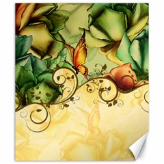 Wonderful Flowers With Butterflies, Colorful Design Canvas 20  X 24  