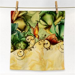 Wonderful Flowers With Butterflies, Colorful Design Face Towel by FantasyWorld7