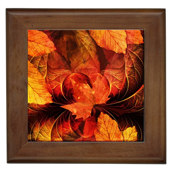 Ablaze With Beautiful Fractal Fall Colors Framed Tiles