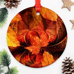 Ablaze With Beautiful Fractal Fall Colors Ornament (round) by jayaprime