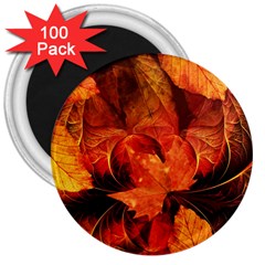 Ablaze With Beautiful Fractal Fall Colors 3  Magnets (100 Pack) by jayaprime