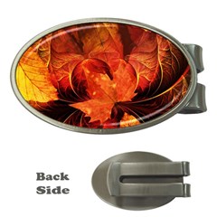 Ablaze With Beautiful Fractal Fall Colors Money Clips (oval)  by jayaprime