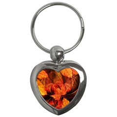 Ablaze With Beautiful Fractal Fall Colors Key Chains (heart)  by jayaprime