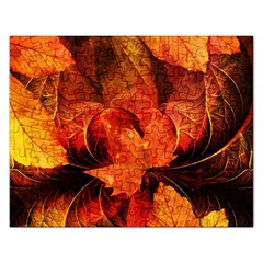 Ablaze With Beautiful Fractal Fall Colors Rectangular Jigsaw Puzzl by jayaprime