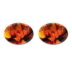 Ablaze With Beautiful Fractal Fall Colors Cufflinks (oval) by jayaprime