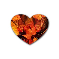 Ablaze With Beautiful Fractal Fall Colors Rubber Coaster (heart)  by jayaprime