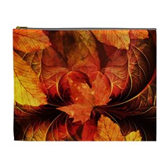 Ablaze With Beautiful Fractal Fall Colors Cosmetic Bag (xl) by jayaprime