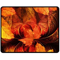 Ablaze With Beautiful Fractal Fall Colors Fleece Blanket (medium)  by jayaprime