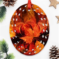 Ablaze With Beautiful Fractal Fall Colors Ornament (oval Filigree) by jayaprime