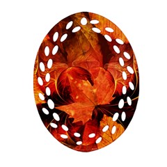 Ablaze With Beautiful Fractal Fall Colors Oval Filigree Ornament (two Sides) by jayaprime