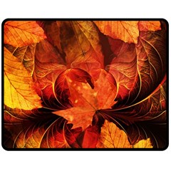 Ablaze With Beautiful Fractal Fall Colors Double Sided Fleece Blanket (medium)  by jayaprime