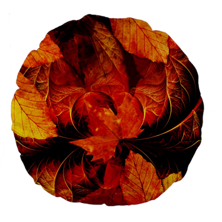 Ablaze With Beautiful Fractal Fall Colors Large 18  Premium Flano Round Cushions