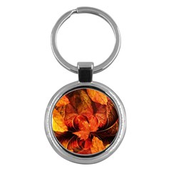 Ablaze With Beautiful Fractal Fall Colors Key Chains (round)  by jayaprime