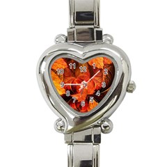 Ablaze With Beautiful Fractal Fall Colors Heart Italian Charm Watch by jayaprime