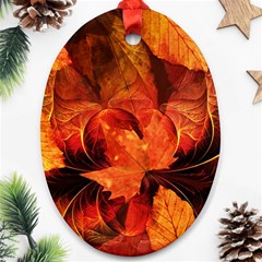 Ablaze With Beautiful Fractal Fall Colors Oval Ornament (two Sides) by jayaprime