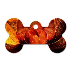 Ablaze With Beautiful Fractal Fall Colors Dog Tag Bone (one Side) by jayaprime