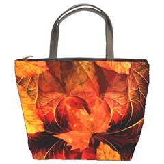 Ablaze With Beautiful Fractal Fall Colors Bucket Bags by jayaprime