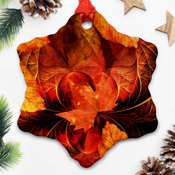 Ablaze With Beautiful Fractal Fall Colors Ornament (Snowflake)