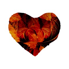 Ablaze With Beautiful Fractal Fall Colors Standard 16  Premium Heart Shape Cushions by jayaprime