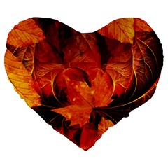 Ablaze With Beautiful Fractal Fall Colors Large 19  Premium Heart Shape Cushions by jayaprime