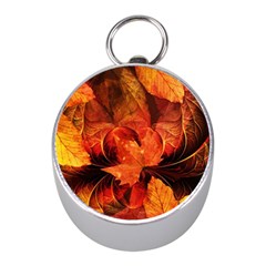 Ablaze With Beautiful Fractal Fall Colors Mini Silver Compasses by jayaprime