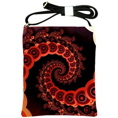 Chinese Lantern Festival For A Red Fractal Octopus Shoulder Sling Bags by jayaprime